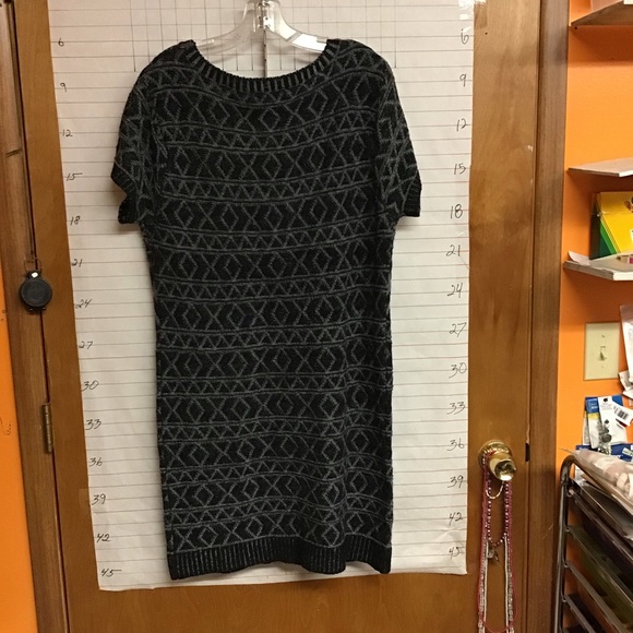 EXTRA TOUCH woman’s short sleeve winter dress sz 1X black and gray - Picture 1 of 5
